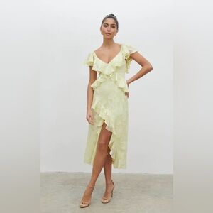 Chic One-Shoulder Yellow Ruffle Dress